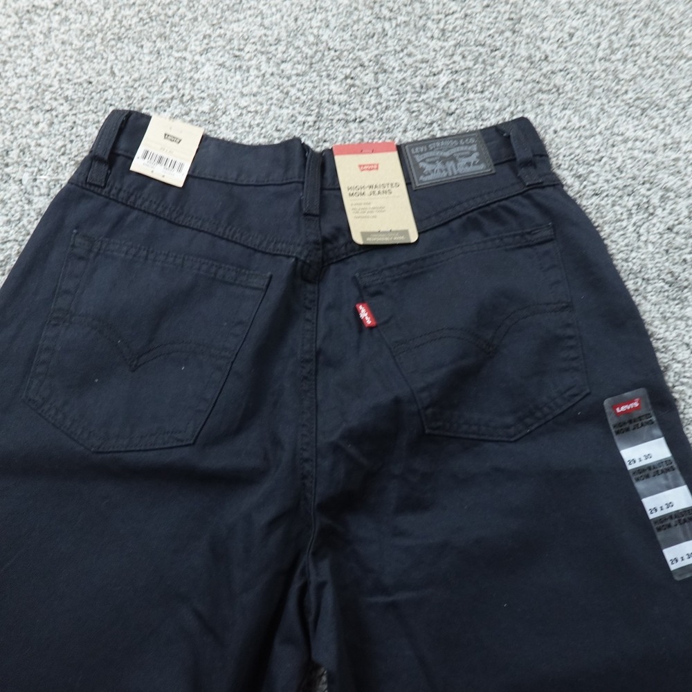 NEW Levis Jeans Womens 29 Dark Black Denim Pants High Waisted Mom Tapered Leg